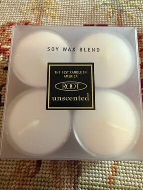 ROOT Unscented Soy Wax Tealight Candles - White (8 tea lights in each pack) NWT